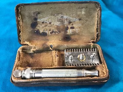 Vtg 1918 Gillette Khaki Set DE Safety Razor 'American Expeditionary Force' • $49.99