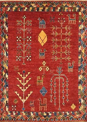 $483.12 • Buy 4x6 Red Gabbeh Tribal Afghan Hand Knotted Wool Area Rug