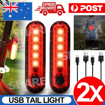 2pcs Bicycle Rear Tail Light Cycling 7Modes USB Rechargeable LED Bike Front Lamp • $8.85