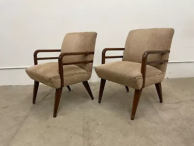 Mid Century Modern Stow Davis Walnut Lounge Chairs Pair • $1000