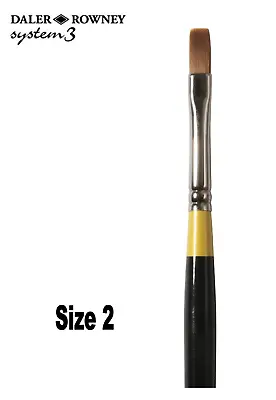 Daler Rowney System 3 Flat Brush Size 2 Long Handle • £4.70