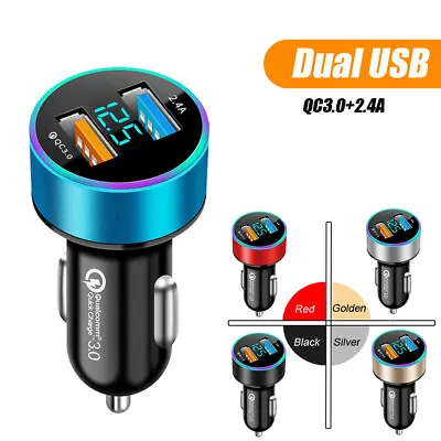 £3.59 • Buy 2 Ports USB Car Charger Adapter LED Display QC 3.0 Fast Charging Car Accessories