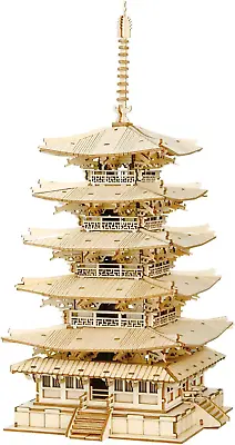 $41.71 • Buy 3D Puzzles For Adults Kids, DIY Wooden Model Kit - Five-Storied Pagoda (275 PCS)