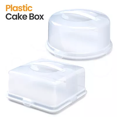 Plastic Cake Storage Box Container Cupcake Clear Carrier With Lockable Lid Boxes • £13.10