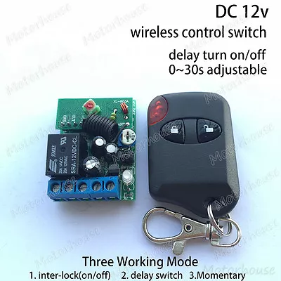 DC 12V Wireless Remote Control Adjustable Timer Delay Turn On/Off Relay Switch • $7.48