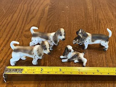 Vintage Basset Hound Family DOG Figures Bone China Figurines Japan 1.5  Height • $18