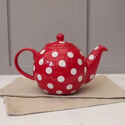 London Pottery 1.2l Red Teapot With White Polka Dots Ceramic Teapot Gifts • £36.99