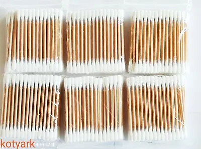 500X  Earbuds Cotton Wooden Stick Buds Eco Friendly   Organic Natural  Swabs. • £3.99