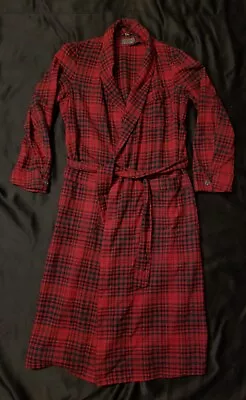 Pendleton Vintage Wool Plaid Check Robe Flannel Men's Size S Red Black 60s 70s • $45.50