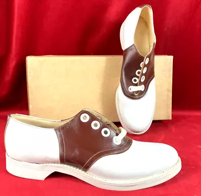 6.5  NOS New 40s 50s Brown White Saddle Shoes Oxford Sock Hop Swing Lindy • $69.99