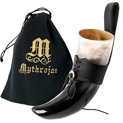 $22.95 • Buy Medieval Viking Drinking Mug Horn Ale Beer Mead Drinkware With Leather Holder