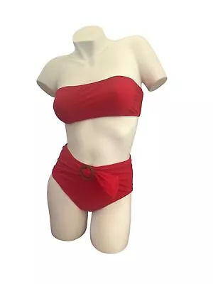 Zimmermann Riders Buckle Waist Bikini | Red/Scarlet High Rise  Ratan Accent • $159.99