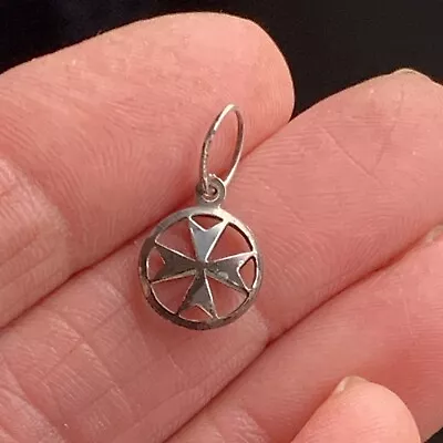 Vintage Sterling Silver  Maltese Cross Pendant Hallmarked Small • £10