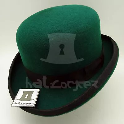 CLASSIC Wool Felt Men Bowler Hat Billycock Women Derby | Green | Sizes M L XL • $66