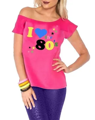 Ladies Women' Top Women I Love The 80s T-Shirt Fancy Dress Star Fancy Party Top • $8.70