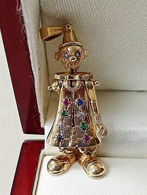 9ct Gold Stone Set Clown Weight 9.7 Grams Length 1 ¾ Inch  Hallmarked • £335