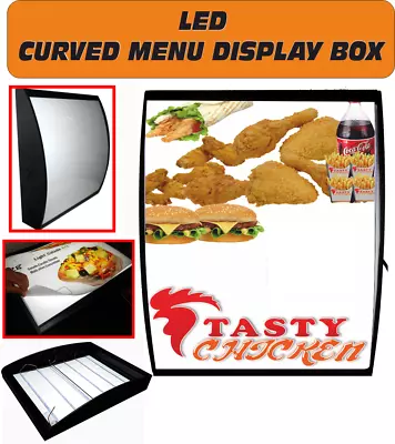  LED Curved Menu Box Illuminated Board Sign Restaurant Take Away 50 X 60 Cm • £85