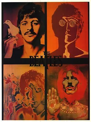 VINTAGE POSTER~Beatles Psychedelic 4 Faces 1960's John Lennon Ringo Paul George~ • $16.99