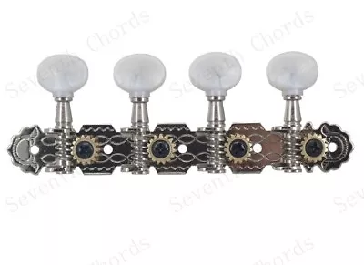 NEW  Silver Mandolin  Tuners 4 Quadruple Mandolin Tuners Twisted Tuners NH • $15.09