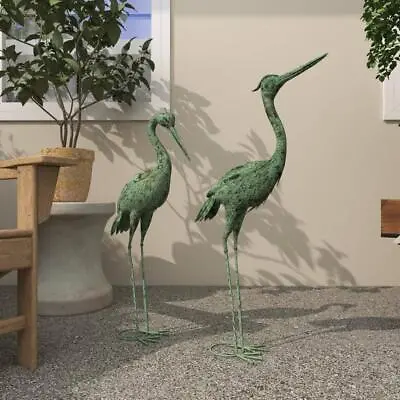 Extra Tall Crane Pair Garden Sculpture Set Of 2 Large Metal Herons Yard Statues • $119.60