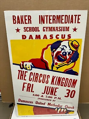 Vintage Circus Kingdom Poster 14 X22   Damascus Methodist Church Gymnasium • $8.77