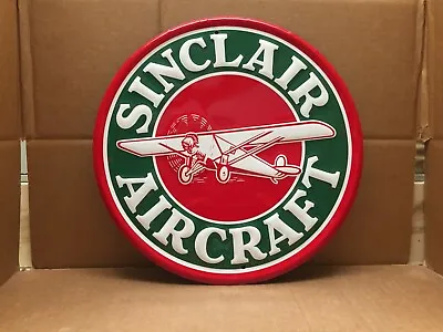 Tin Embossed Round Sinclair Aircraft Gas Station Pump Made By Aaa Sign Co Ohio • $49.95