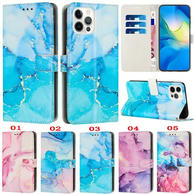 $14.95 • Buy Marble Wallet Leather Card Slot Cover For IPhone 14 13 12 11 Pro Max XR 7 8 Plus