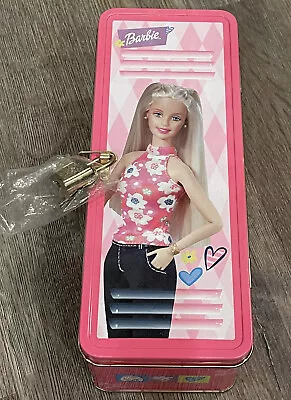 2002 Barbie Doll Collectible Locker Tin With Lock & Key Popcorn Novelty Vintage • $8.99