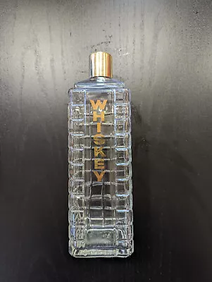 Vintage Karoff Mid-Century MCM Waffle Glass Whiskey Liquor Decanter • $14