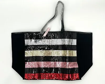 Nwt Victoria's Secret Black Sequin Weekender Bag Getaway Carry On Large Tote • $20