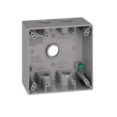 Sigma Electric 14351-5 Metal Gray 2-Gang 1-Hole Weatherproof Outlet Box 1/2 In. • $15.95