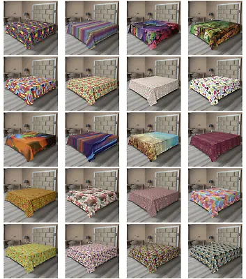Ambesonne Colorful Artwork Flat Sheet Top Sheet Decorative Bedding 6 Sizes • $34.99