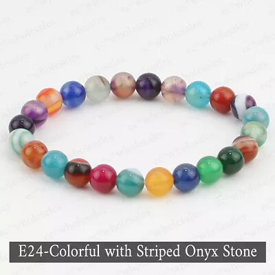 Handmade 8mm Mixed Natural Gemstone Round Beads Stretchy Bracelet Reiki Chakra • $3.99