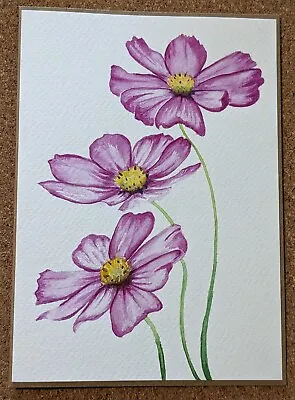 Original Watercolour Cosmos Blank Card • £2