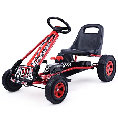 Honeyjoy Go Kart 4 Wheel Pedal Powered Kids Ride On Toy W/ Adjustable Seat Red • $119.99