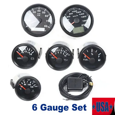 6 Gauge Set Speedometer 8000MPH Tacho Fuel Temp Volt For Car Marine Boat Gauges • $132.05