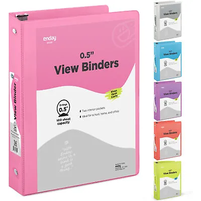 $7.34 • Buy ½ Inch 3 Ring Binder Clear View Cover With 2 Inside Pockets Binders - By Enday