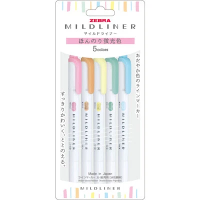 $10.95 • Buy Zebra Mildliner Mild And Fluoresent Colour Set (5/pk) WKT7-5C-N (New Package)