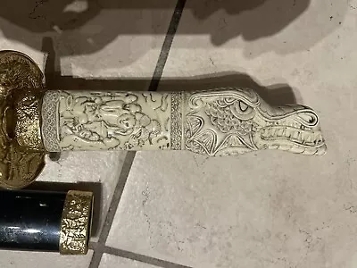 Vintage Japanese Katana Samurai Sword 440 Stainless Steel Dragon Carved Handle • $100