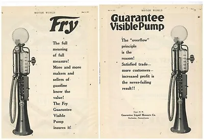 1923 Guarantee Liquid Measure Co. 2 Sep. Pg. Ad: Fry Visible Gas Pump Rochester • $18.88