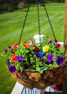 2 X Black Hanging Hook Basket Chains 21”Inch 53.4 Cms Strong Garden Flowers 9kg • £6.99