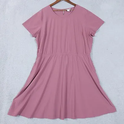 Duluth Trading Dress Womens XXL Mauve Flexcellence Short Sleeve Elastic Waist • $29.99