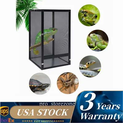 Pet Screen Cage Reptile Tall Enclosure Box 4kg 45 * 45 *80cm For Chameleon Black • $55.10