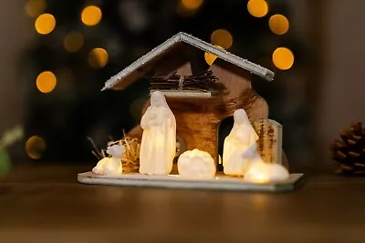 Christmas Nativity Scene Decoration LED Xmas Home Decor Stable Light Up Ornament • £20.99