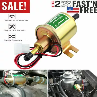 Universal Electric Fuel Pump HEP-02A 4-7PSI 12V Inline Low Pressure Gas Diesel • $7.99