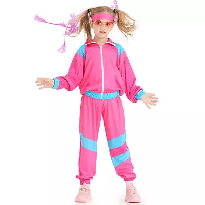 Kid Boys Girls 80s 90s Retro Tracksuit Costume Shell Suit Party Disco Outfit UK/ • £20.91