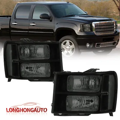 For 2007-2013 GMC Sierra 1500 2500 3500 Smoke Lens Headlights Assembly Frontlamp • $71.90