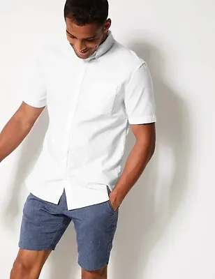 Mens Casual Shirt White Oxford Short Sleeve Regular Fit (M) - Amazon Essentials • £8.99