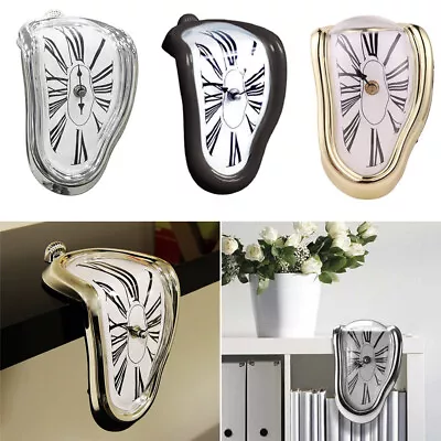 Style Surreal Melting Distorted Wall Clock Surrealist Salvador Dali Style Silver • $18.04