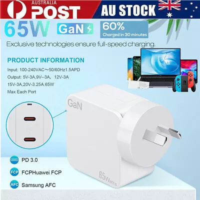 65W Fast GaN Charger Wall Adapter 4 Port USB-C Type C For IPhone 14 Mac Laptop • $32.99